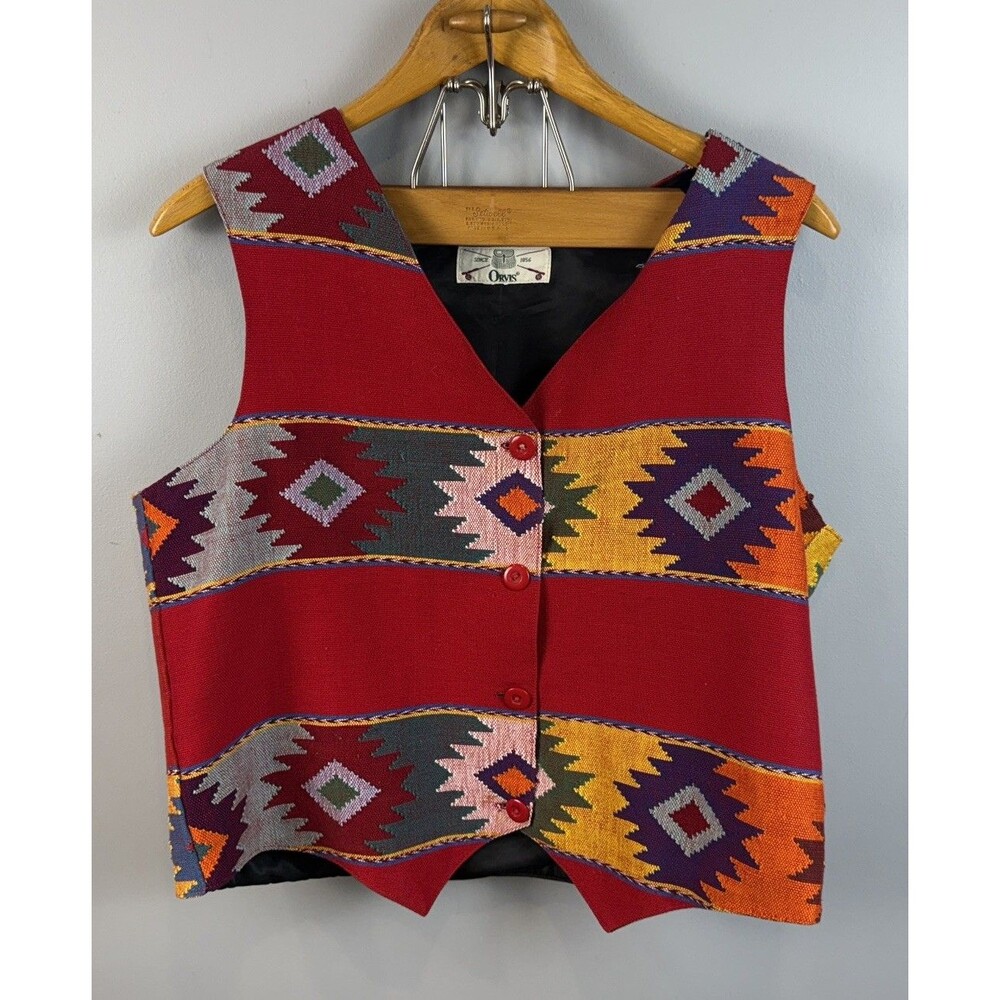 ORVIS Small Handwoven in Guatemala Southwest Tribal Art-to-Wear Vest Reversible